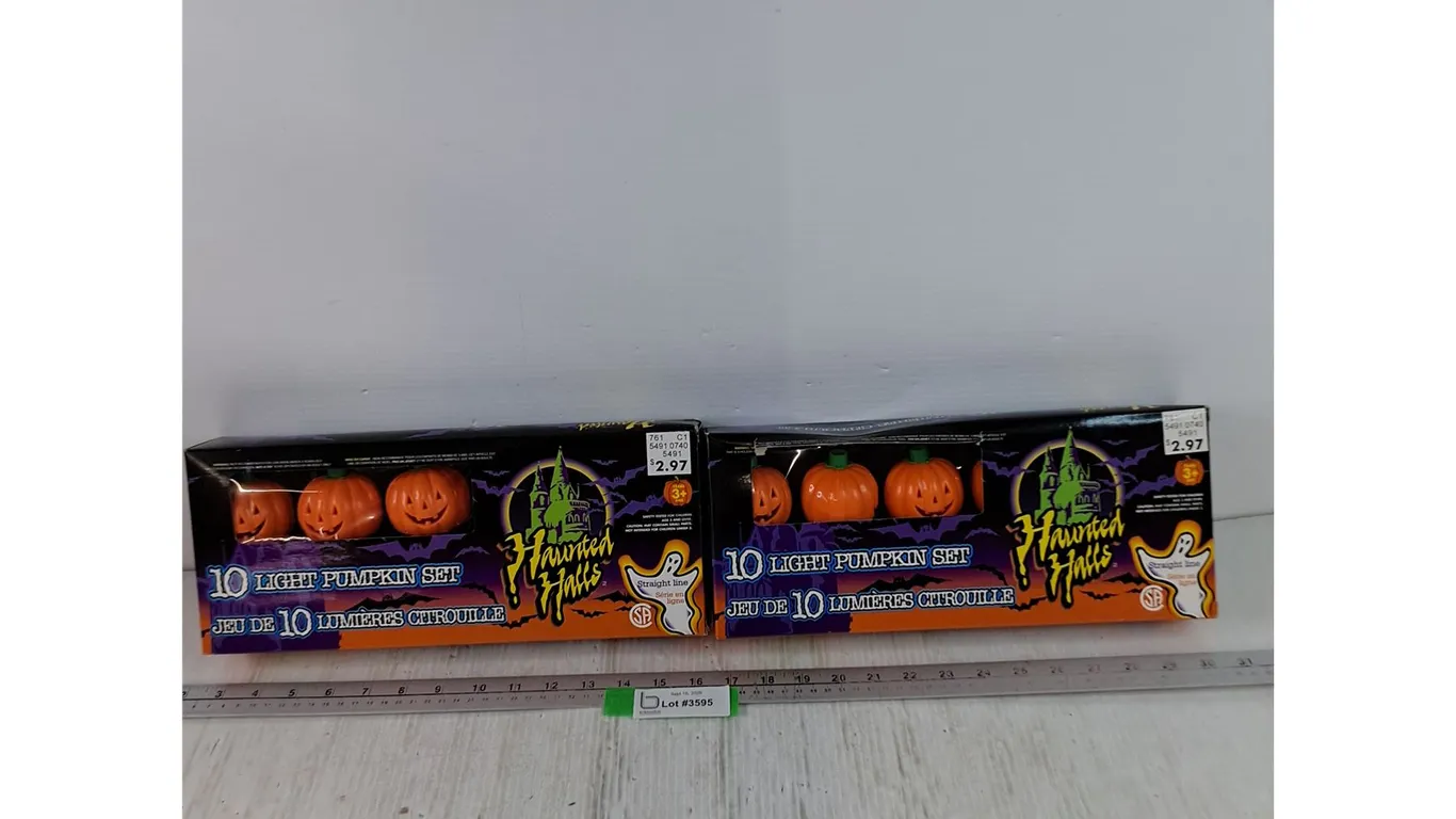 (2) Haunted Halls 10 Light Pumpkin Set Packs Sealed