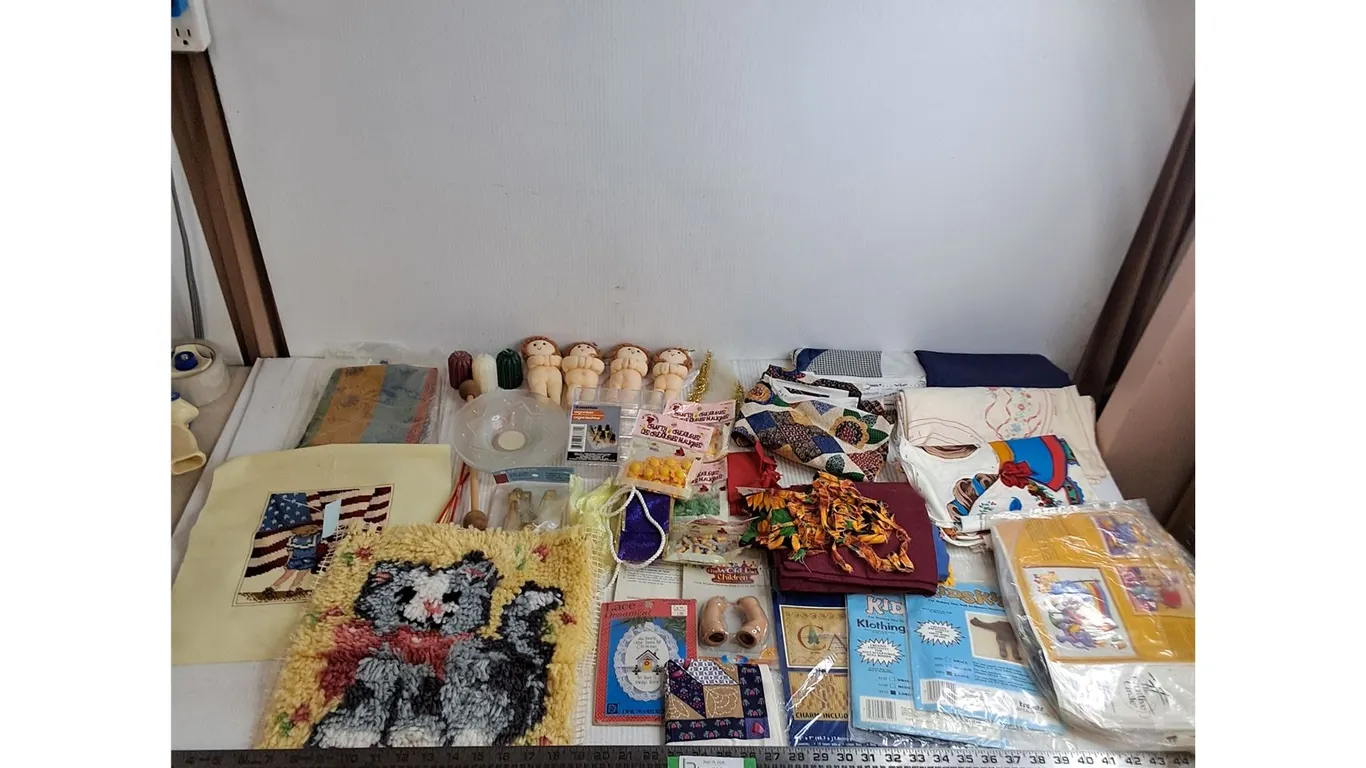 Assorted Craft Supplies, Bulk Fabrics, Candles, Project Kits, Misc.