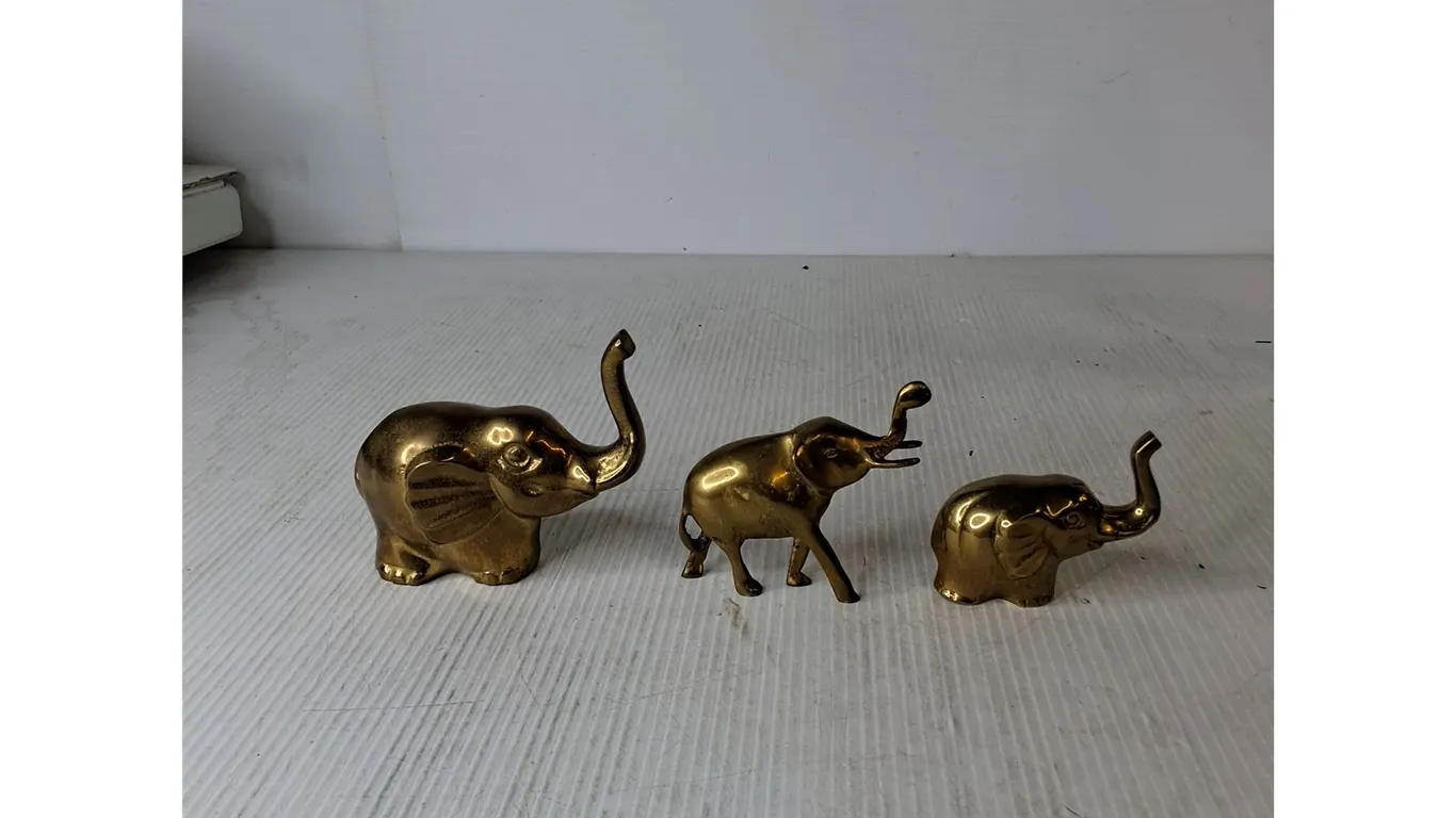 (3) Brass Elephants