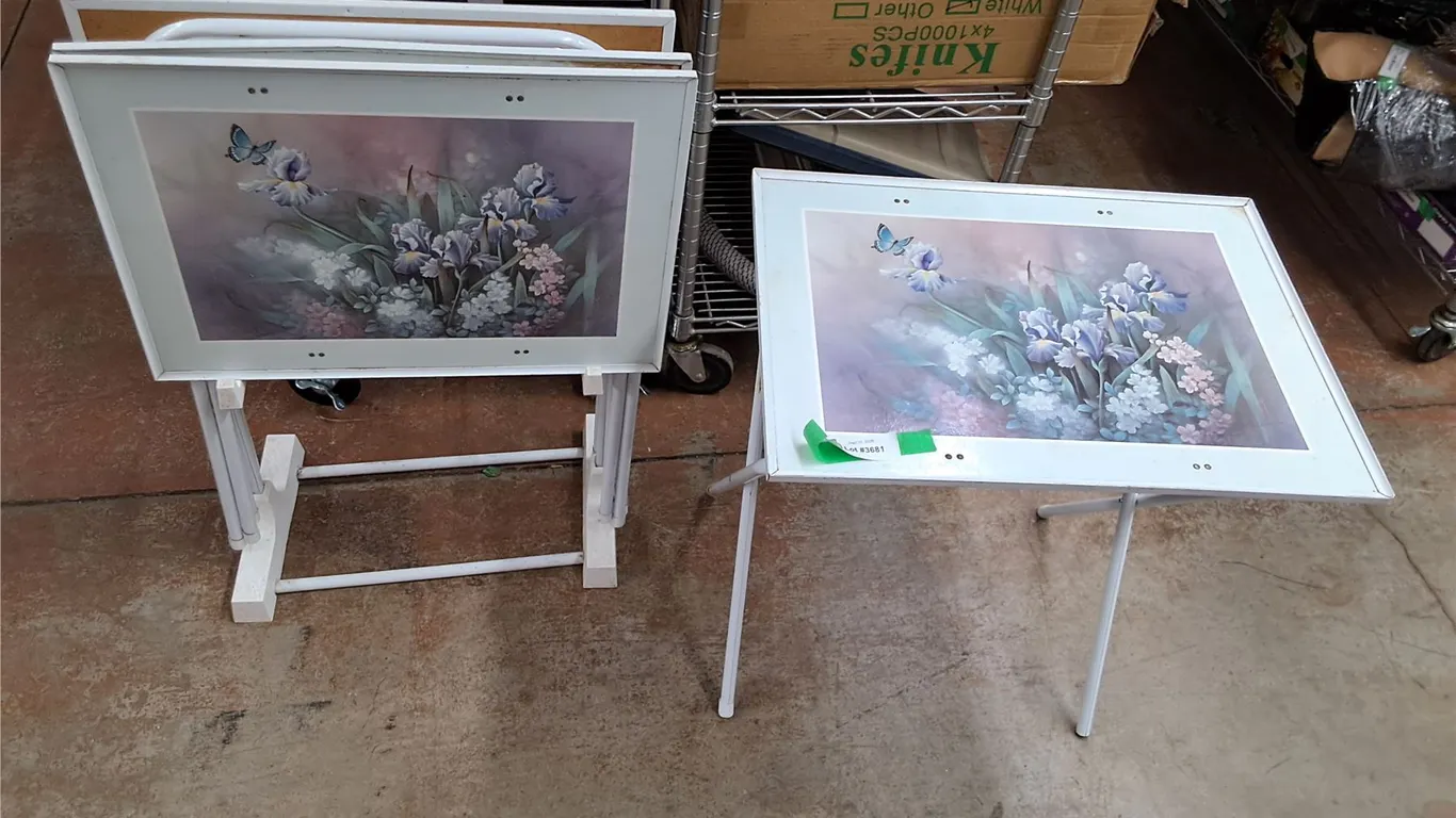 (4) Vintage Folding TV Tables 21" x 15" x 24"