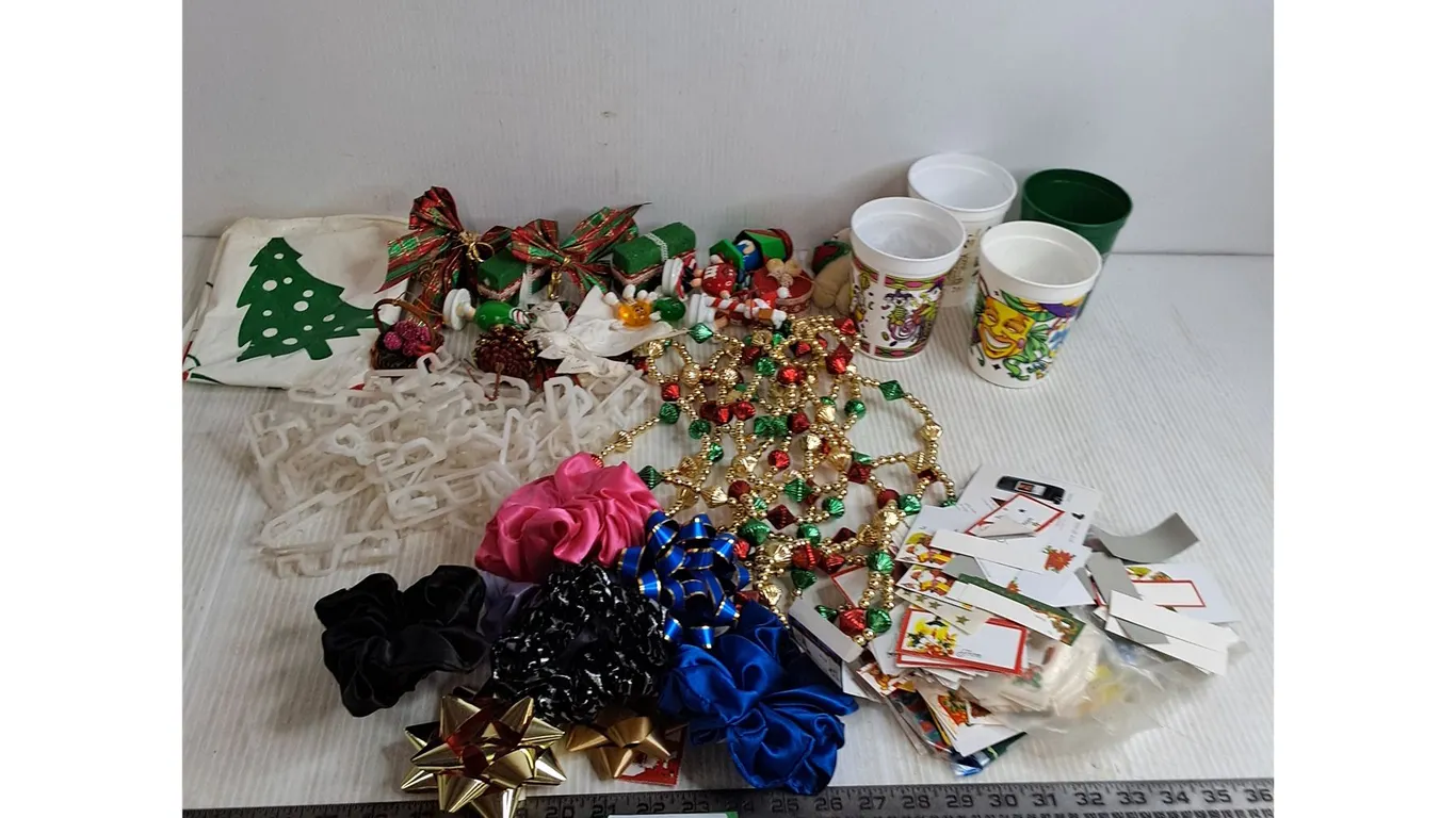 Christmas Decor, Scrunchies, Plastic Hangers, M&M Ornaments, Misc.