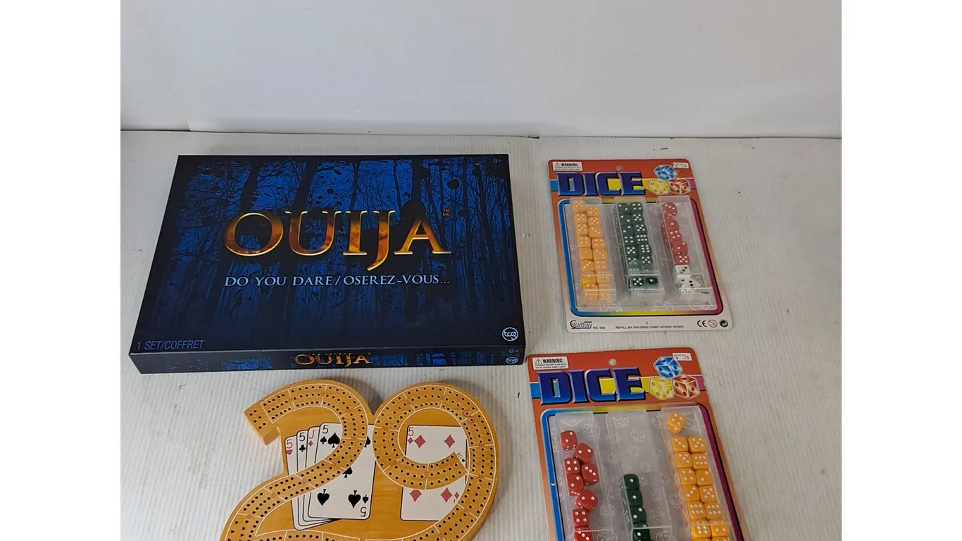 Ouija Board Game, 29 Crib Board, Vintage Dice