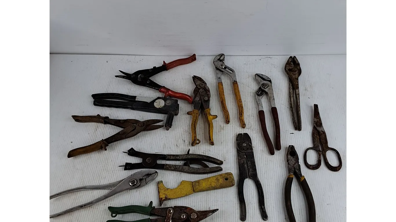 Riveter, Pliers, Tin Shears, Wire Strippers, Adjustable Wrenches, Misc
