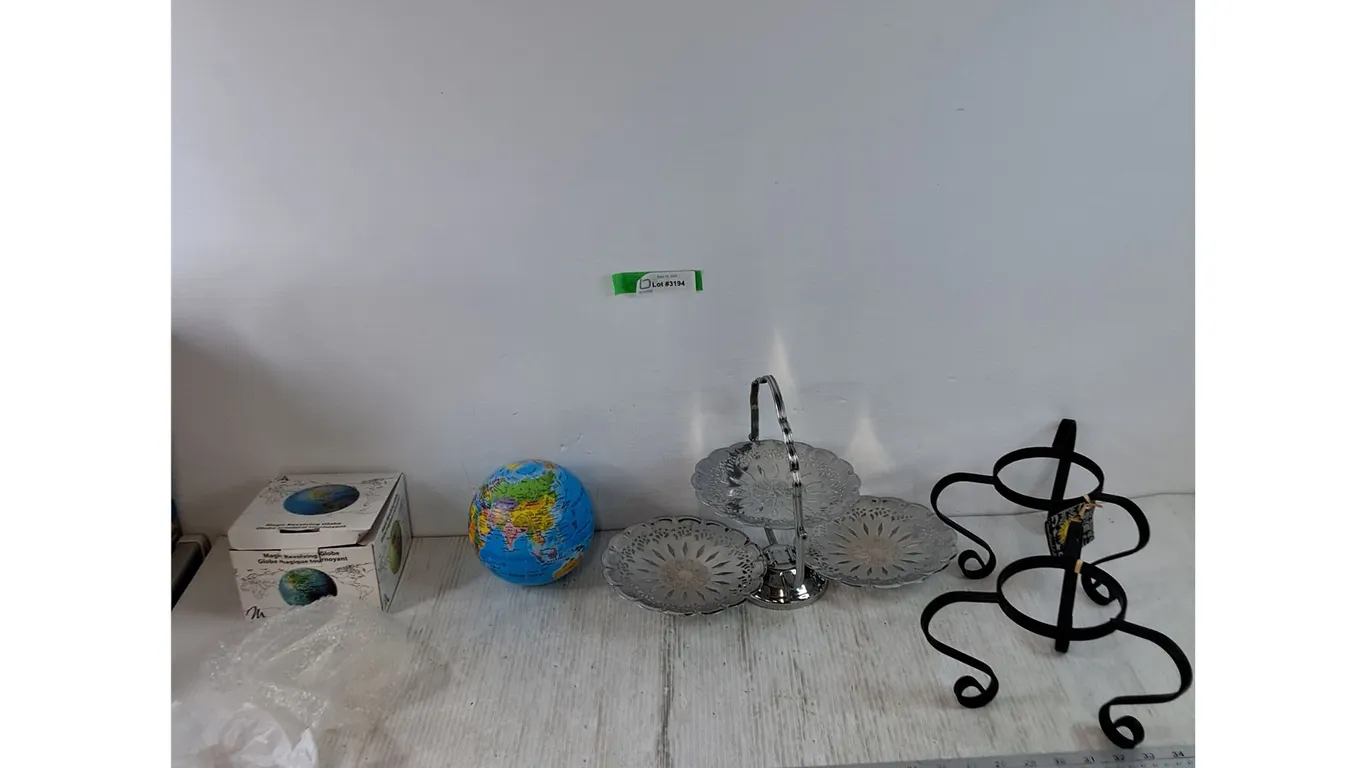 Magic Revolving Globe Toy, Folding Treat Tray, (2) Potted Plant Stands