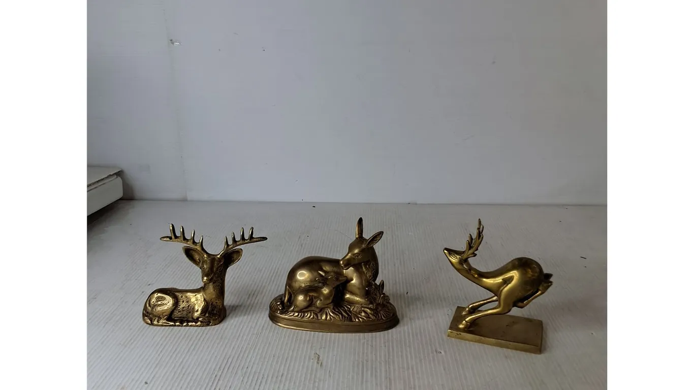 (3) Deer/Buck Brass Figurines