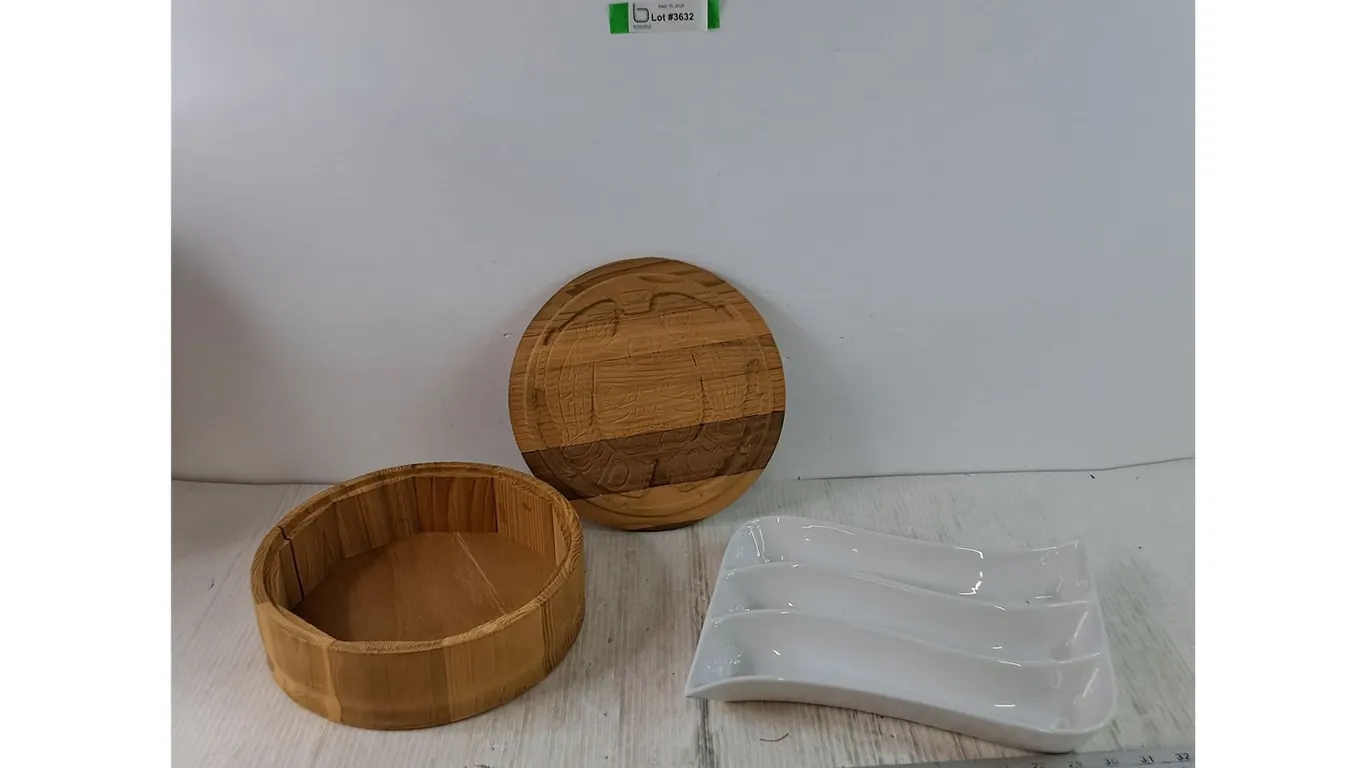 Wooden Box with Haida Art Lid and wave Appetizer Dish
