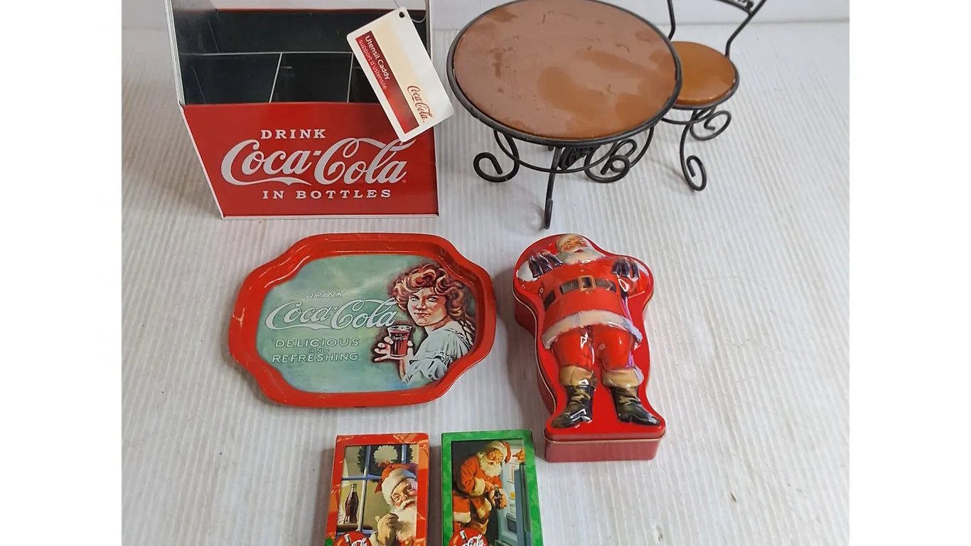 Coca-Cola Collectibles - Tins, Playing Cards, Utensil Caddy, Mini Furniture