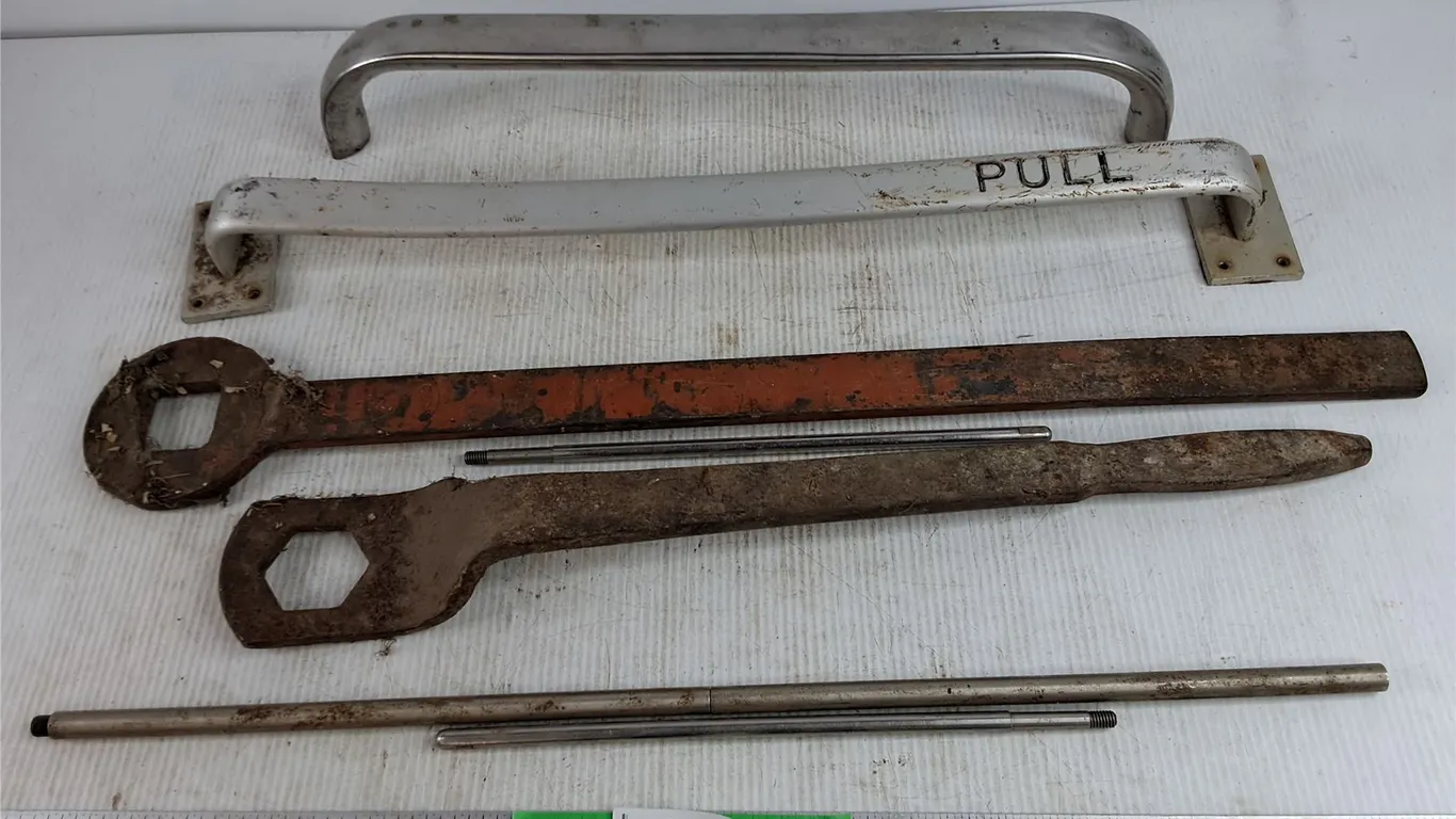 Door Handles, Large Wrenches, Metal Rods