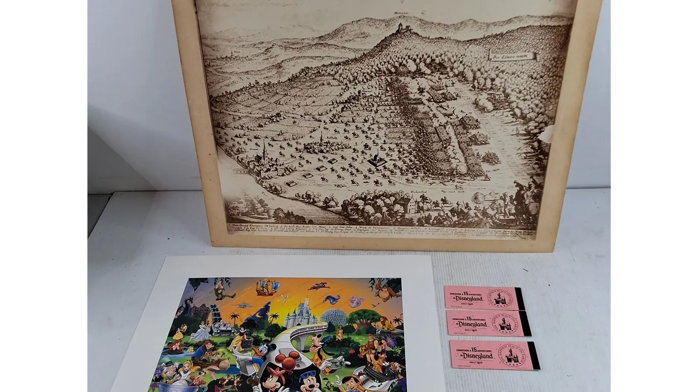 Wall Art Prints, Vintage Disneyland Admission Tickets