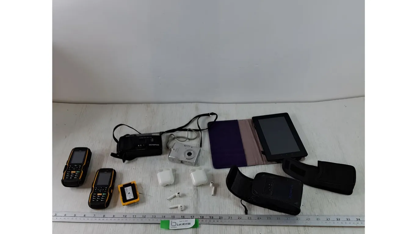 (3) Airport, (2) Sonim Phones, (1) Kobo Tablet, Nikon Coolpix & Olympis Trip, All Untested