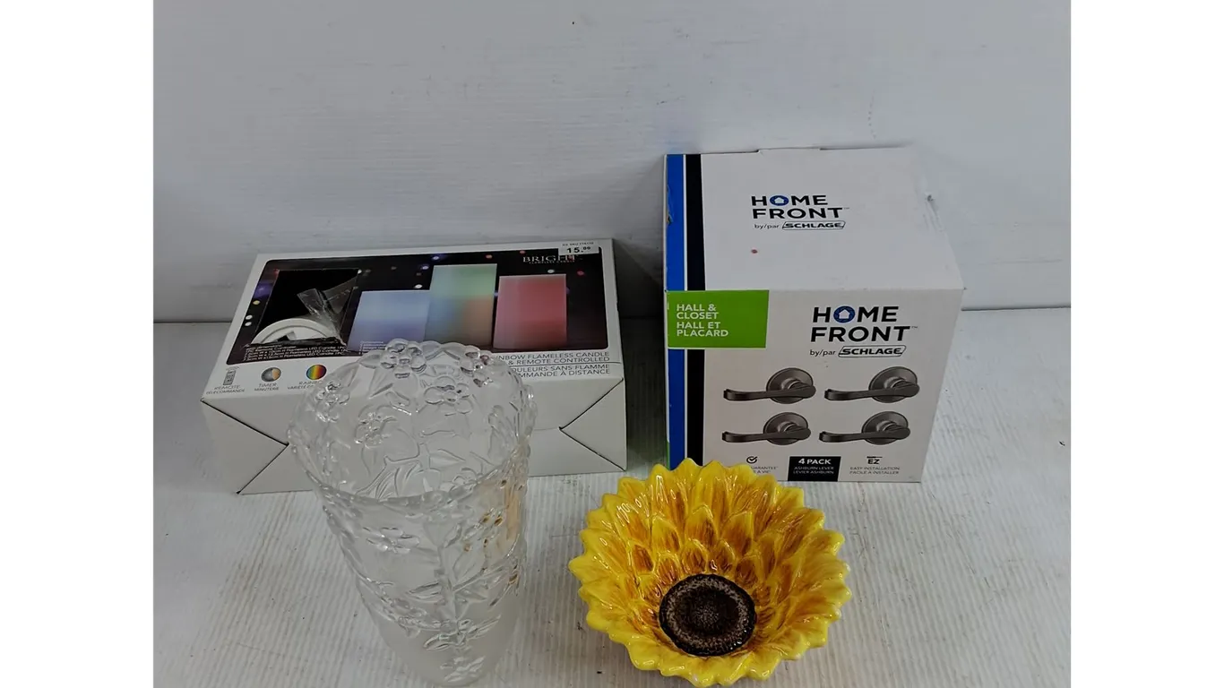 Rainbow Flameless Candle, Home Front Locksets & Assembly Items, Plastic Vase & Decorative Bowl