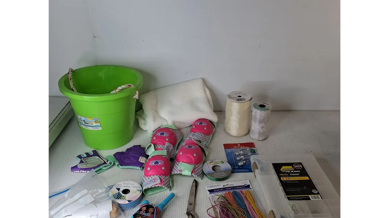 Jewlery/Craft Cording, Child Knee Pads & Gloves, Sand Bucket, Misc