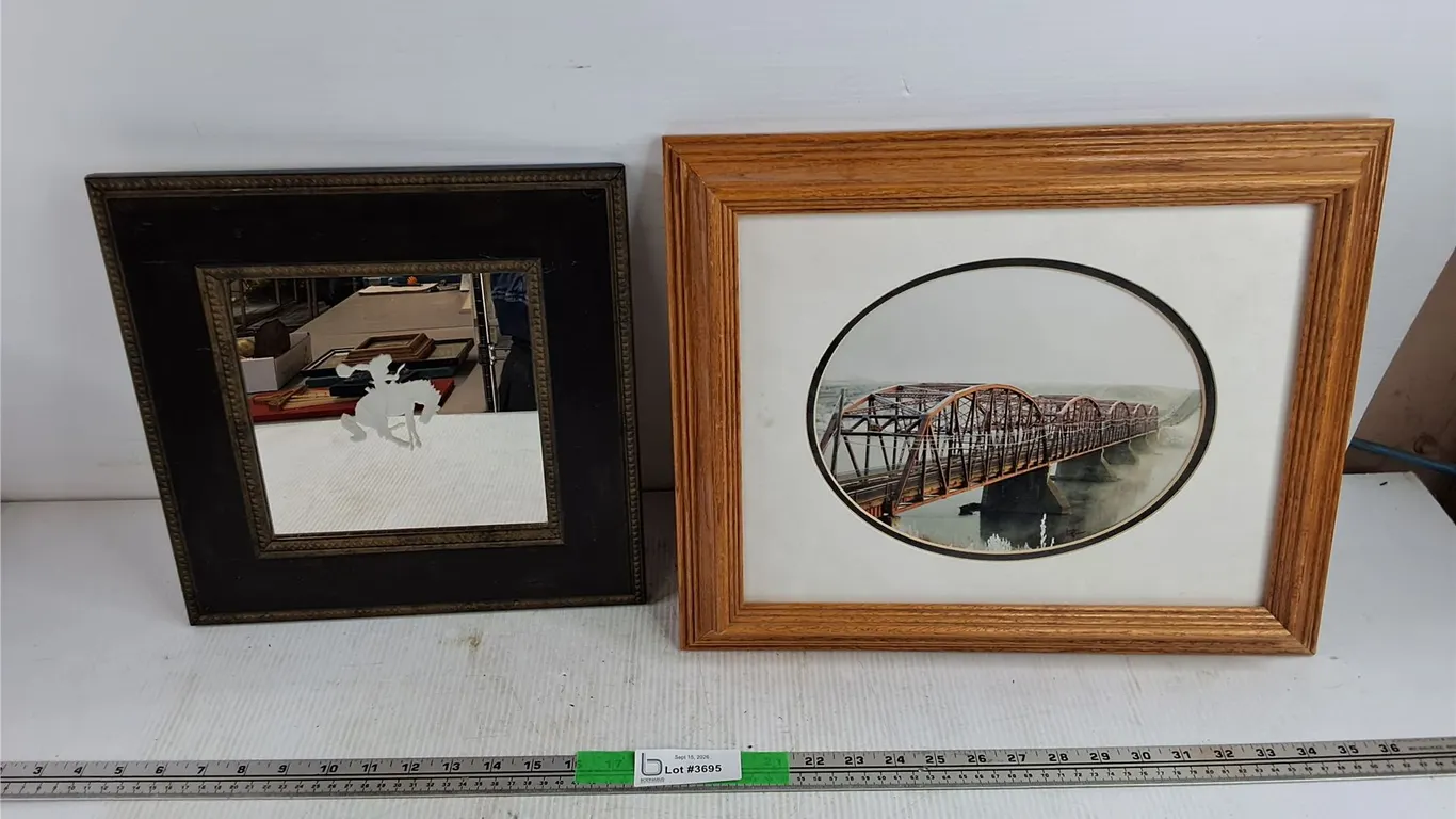 Framed Decorative Mirror & Framed Wall Art Print 17" x 14"