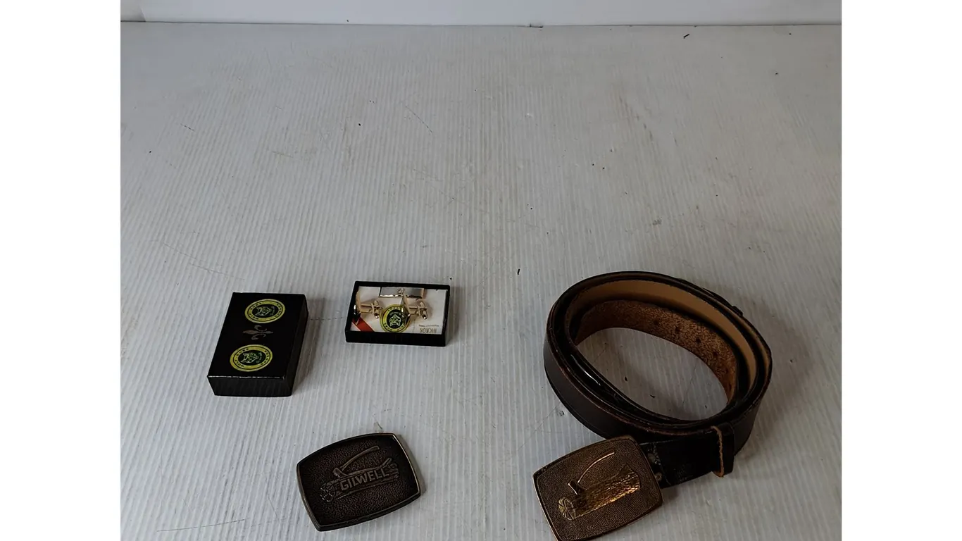 Boy Scout Belt & Buckle, Gilwell Buckle, Wolf Club Canada Cuff Links Set