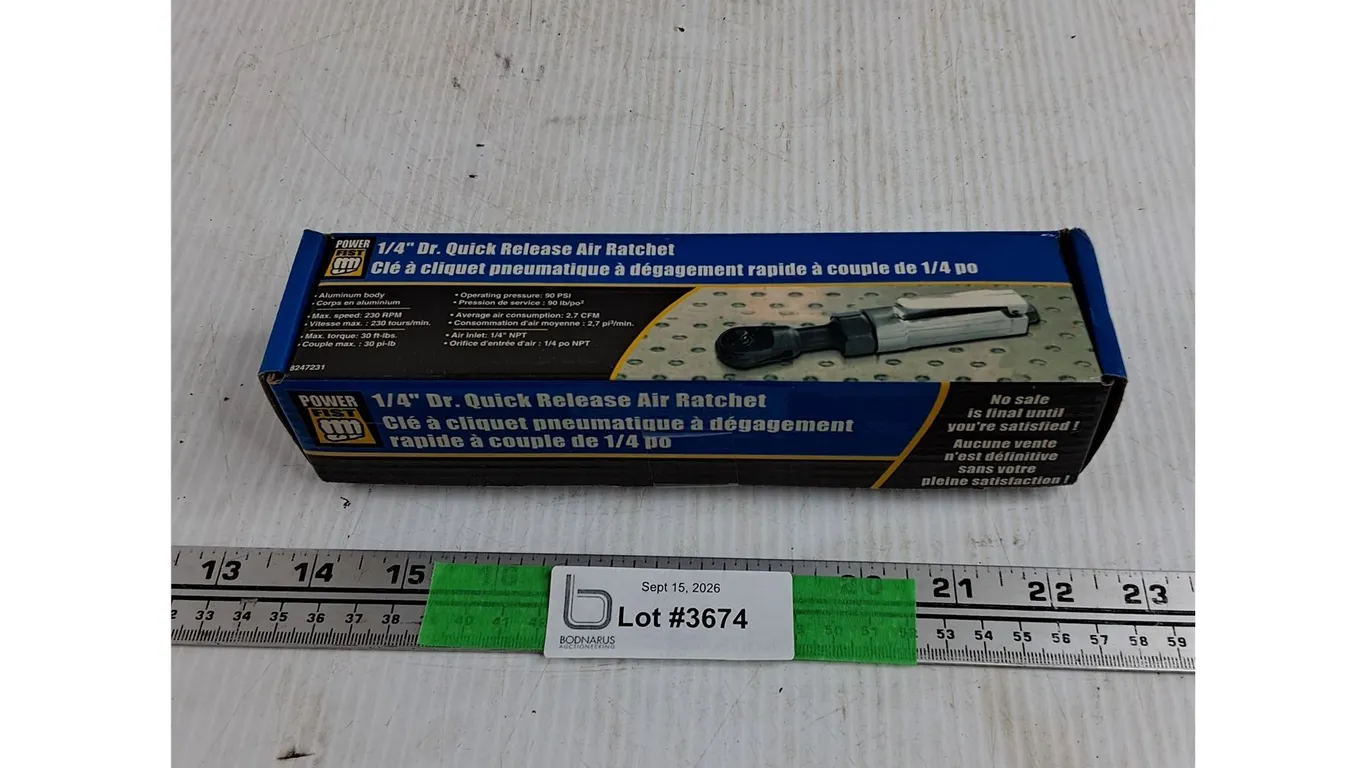 Power Fist 1/4" Dr. Quick Release Air Ratchet - New