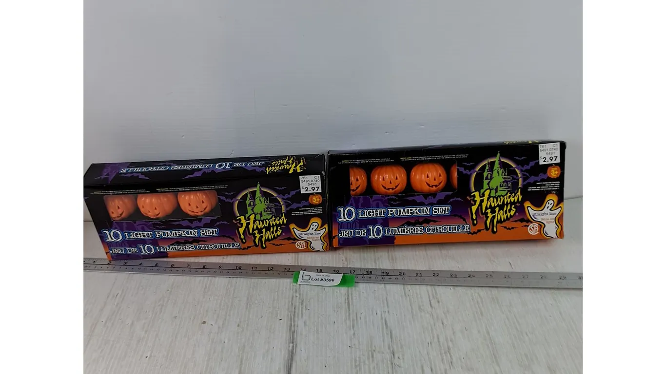 (2) Haunted Halls 10 Light Pumpkin Set Packs Sealed