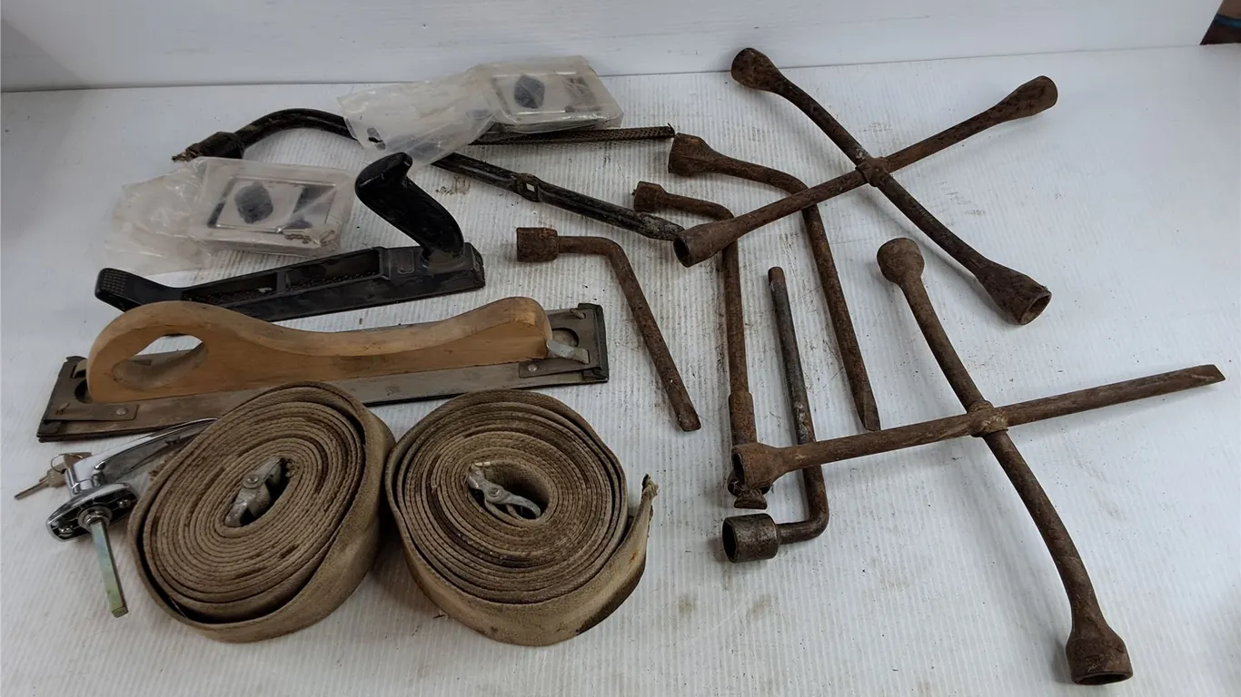 Cargo Straps, Lug Wrenches, Wood Planes, Misc
