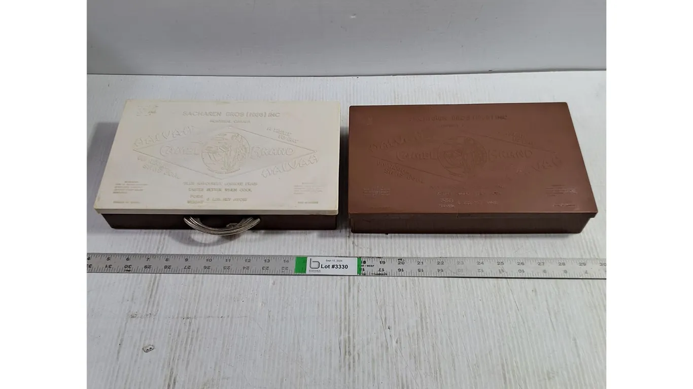 (2) Vintage Camel Brand Halvah Containers