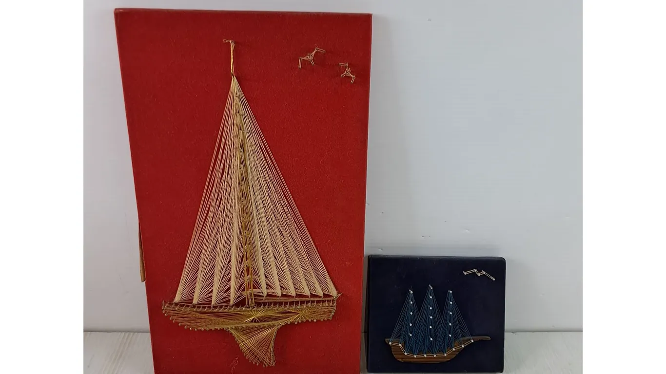 Nails & String Art of Sailboat and 18th Century Ship