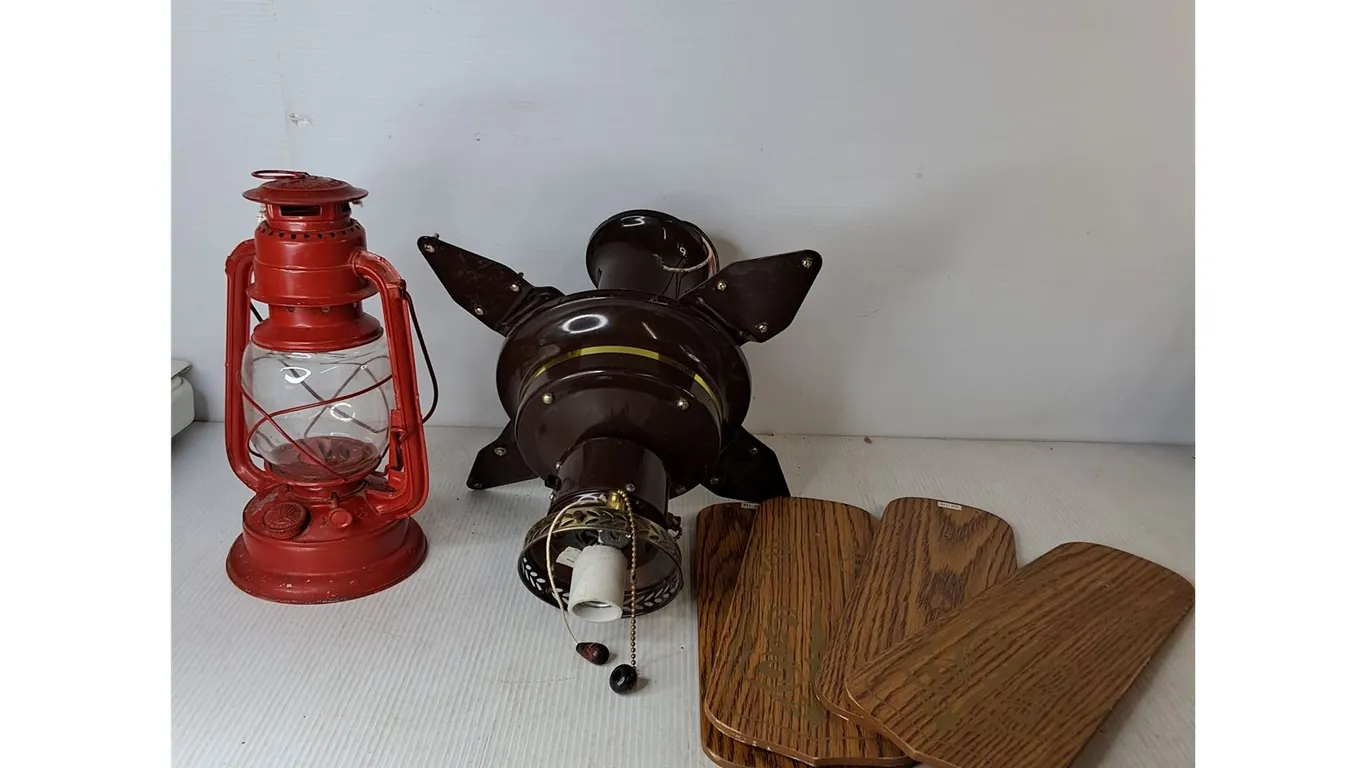 Red Lantern & Vintage Fan Parts