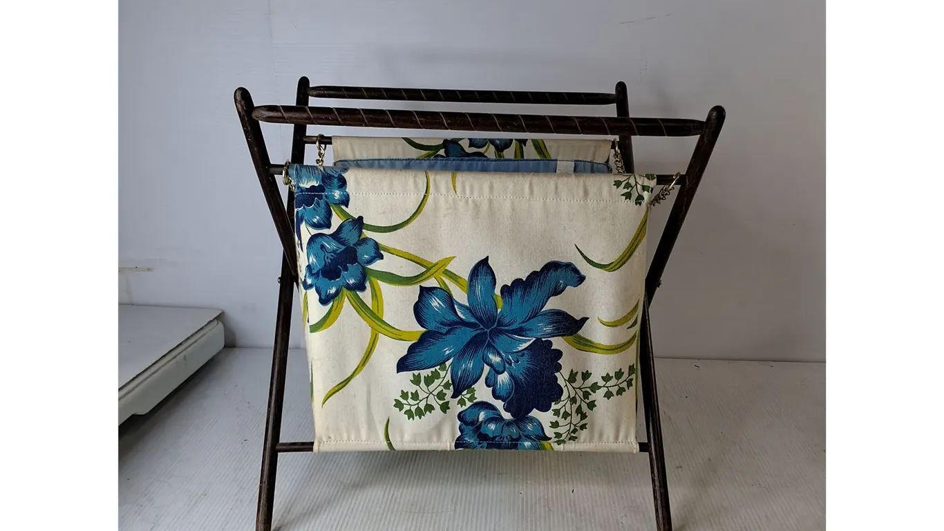 Vintage Folding Wooden Yarn And Sewing Caddy 16"x13"x17" ( cannot ship)