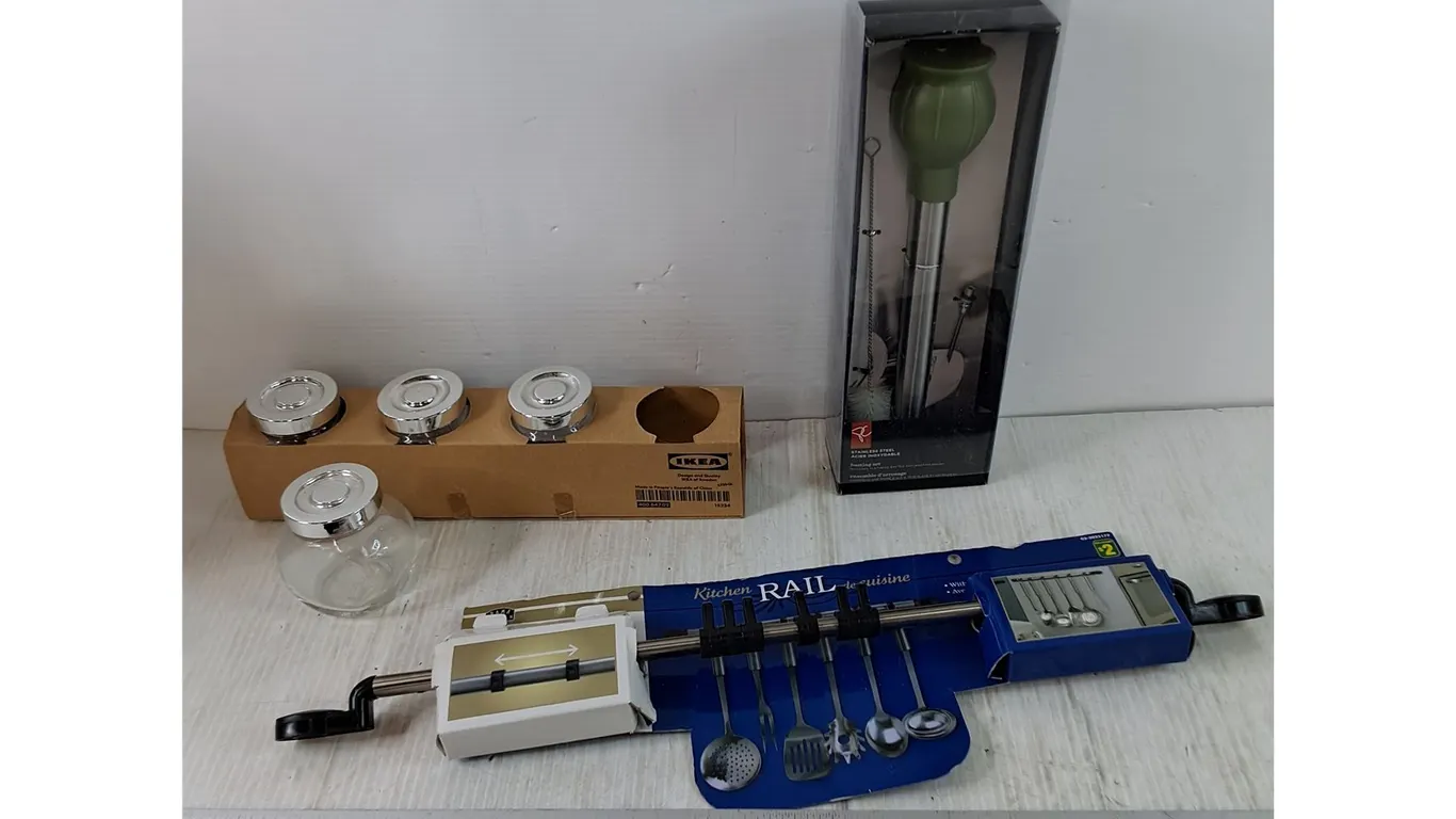 Stainless Steel Basting Set, Kitchen Rail, (4) IKEA Jars