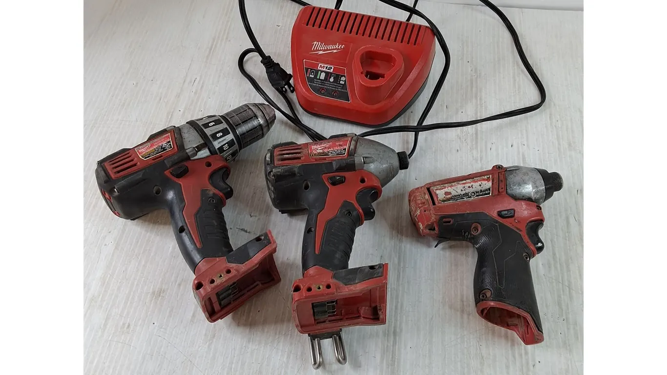 (3) Milwaukee Tools and Battery Charger All Untested, Impact Driver, 1/2" Driver Drill, Hex Impact