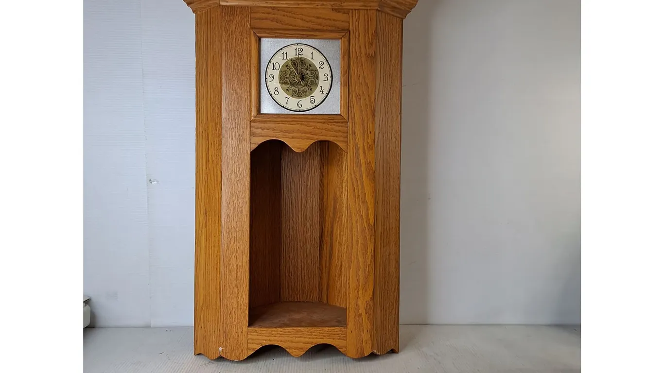 Wall-Mounting Corner Clock 17"x9"x26" ( as is, cannot ship)