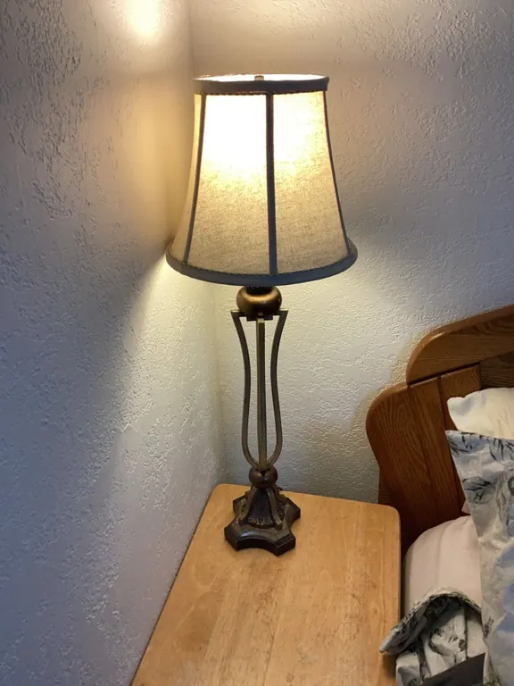 Wood and Metal Table Lamp with Fabric Shade