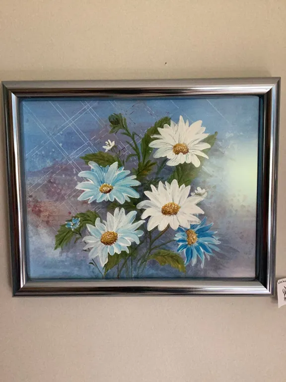 Marie Svenson Framed Original Painting of Daisies 10x12 Inches