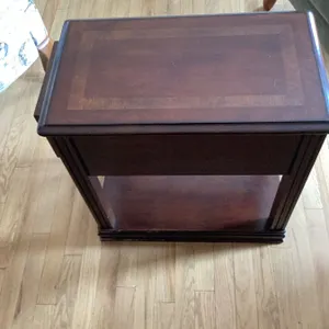 Dark Wood Side Table with Single Drawer and Shelf
