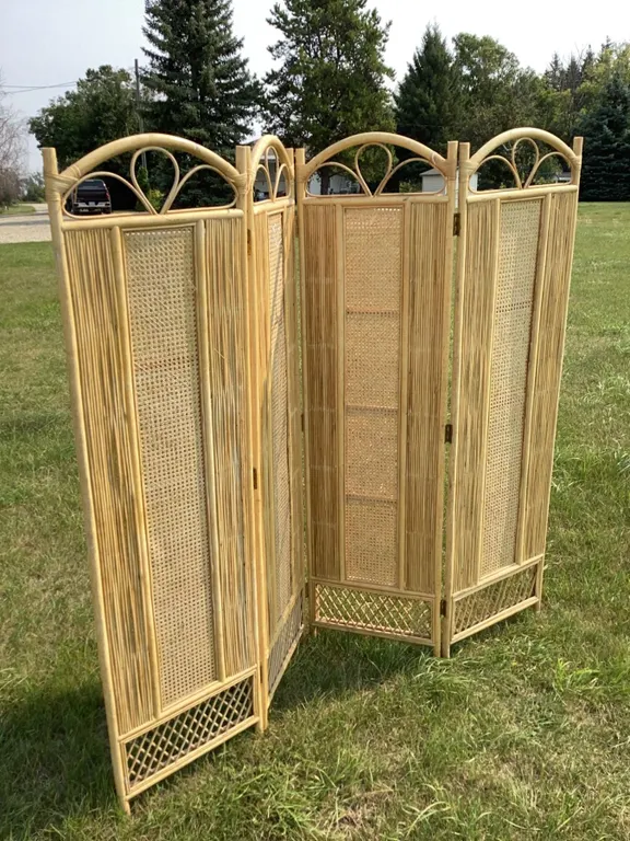 Wicker and Rattan 3-Panel Folding Room Divider Screen 72" x 18"