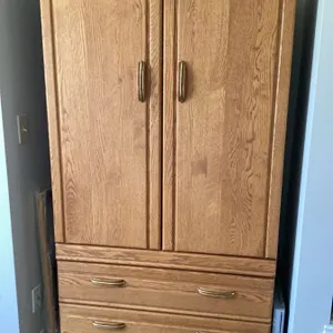Wooden Armoire with Double Doors and Two Drawers, Approx. 72" H x 39" W x 21" D