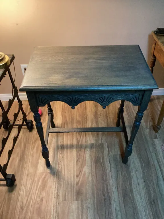 Wood Accent Table with Carved Apron and Turned Legs