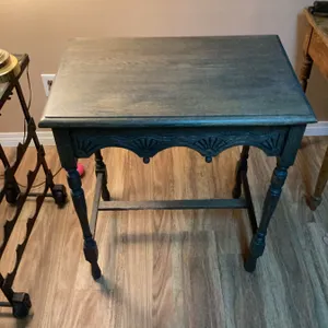 Wood Accent Table with Carved Apron and Turned Legs