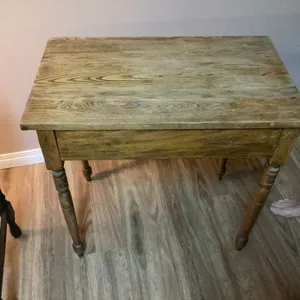Solid Wood Side Table with Turned Legs, 70 x 41 x 74 cm