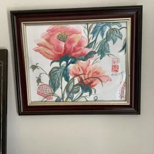 This lot is a framed Chinese watercolour artwork titled Concubine Chao. The work is executed on rice