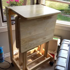 4 Wooden Folding TV Trays with Rolling Storage Stand