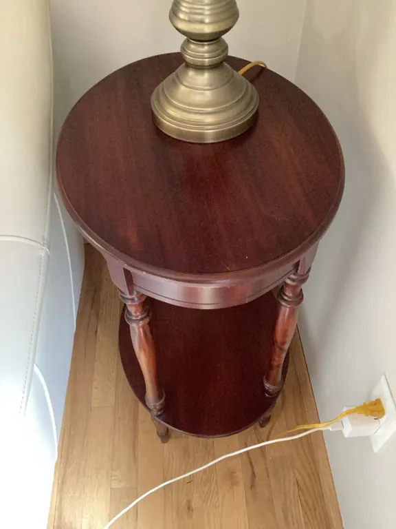 Round Wood Side Table with Lower Shelf
