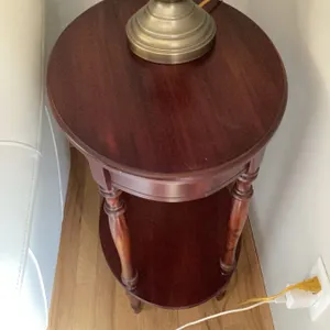 Round Wood Side Table with Lower Shelf