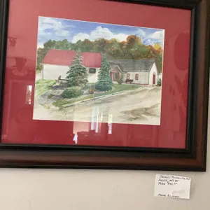 Framed original acrylic painting titled 'Homerville Mill'   original painting by Marie Sveinson.The 