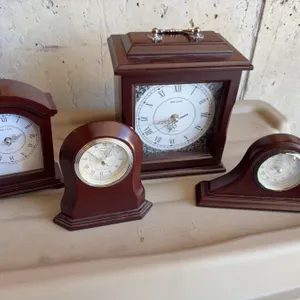 4 Wallace Quartz Desk Clocks with Wood Cases