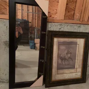 Wall Mirror With Hooks and Framed Zebra Art Print