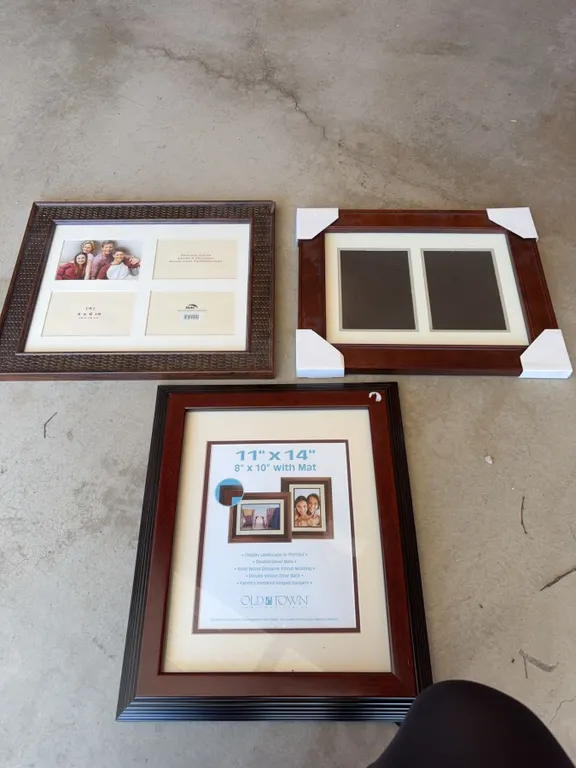 3 Wood Picture Frames Assorted Sizes and Designs