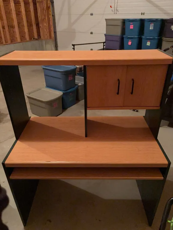 Wood Laminate Computer Desk with Cabinet and Pull-Out Shelf 47"W x 22"D x 54"H