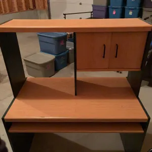 Wood Laminate Computer Desk with Cabinet and Pull-Out Shelf 47"W x 22"D x 54"H