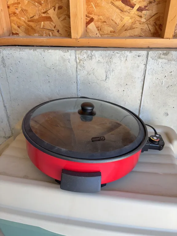 Giant Electric Skillet with Glass Lid and Adjustable Temperature Control