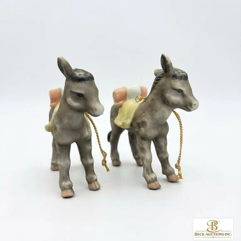 Ceramic Donkey Figurines with Packs