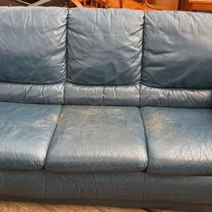 Blue Leather Loveseat Sofa and Mattress
