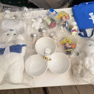 Pillsbury Doughboy Collectibles Including Plush, Ceramics, Bags, and Calendar